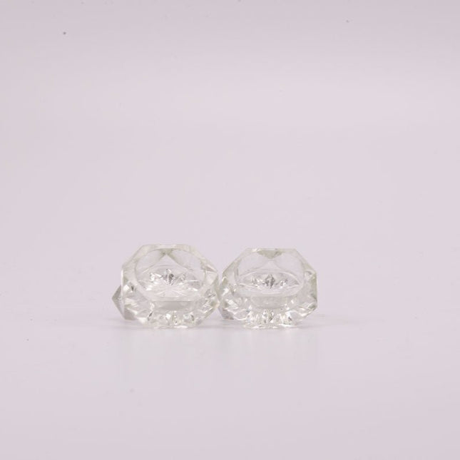 2 petits bougeoirs en verre cristallin transparent