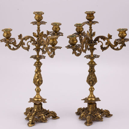 Candélabre ancien en bronze à 4 lumières