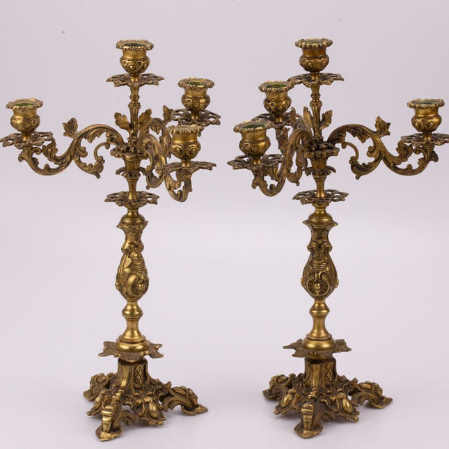 Candélabre ancien en bronze à 4 lumières