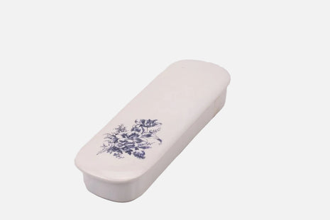 Boite porte-peigne blanc en céramique motifs fleuris