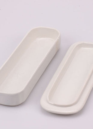 Boite porte-peigne blanc en céramique motifs fleuris