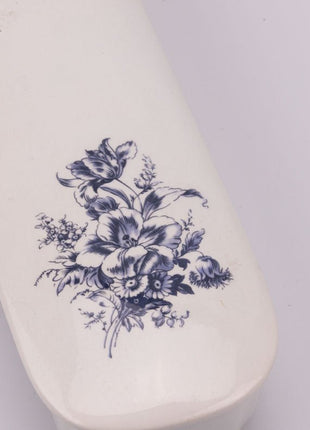 Boite porte-peigne blanc en céramique motifs fleuris