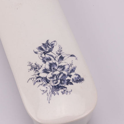 Boite porte-peigne blanc en céramique motifs fleuris
