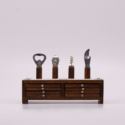 Kit apéro vintage en bois avec couverts et dessous de verre