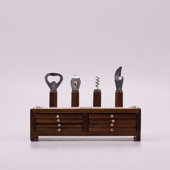 Kit apéro vintage en bois avec couverts et dessous de verre