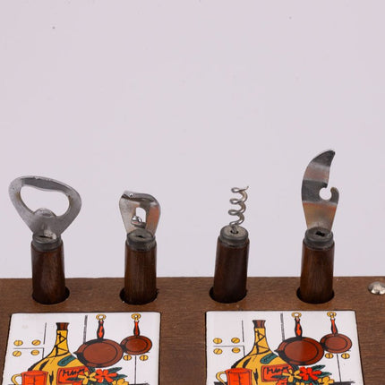 Kit apéro vintage en bois avec couverts et dessous de verre