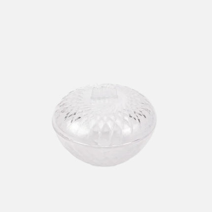 Bonbonnière en verre taillé transparent