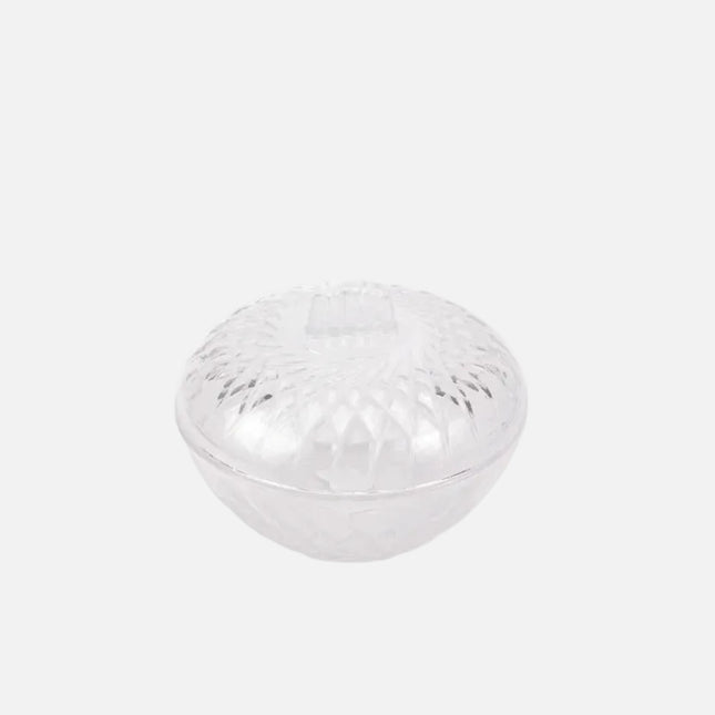 Bonbonnière en verre taillé transparent