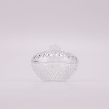 Bonbonnière en verre taillé transparent