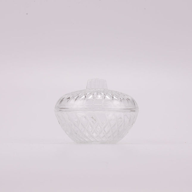 Bonbonnière en verre taillé transparent