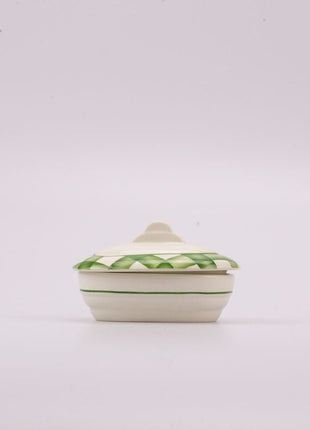 Boite avec couvercle en céramique Bruno blanche et verte