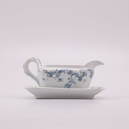 Saucière en porcelaine Régence blanche et bleue