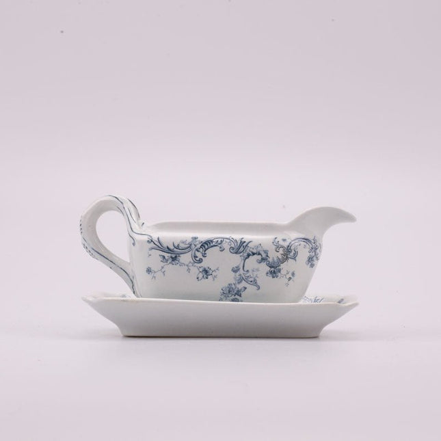 Saucière en porcelaine Régence blanche et bleue