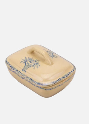 Porte-savon vintage crème et bleu de Boch