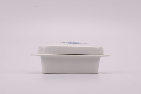 Beurrier en faïence Betuwe Hollande blanche avec motifs bleus