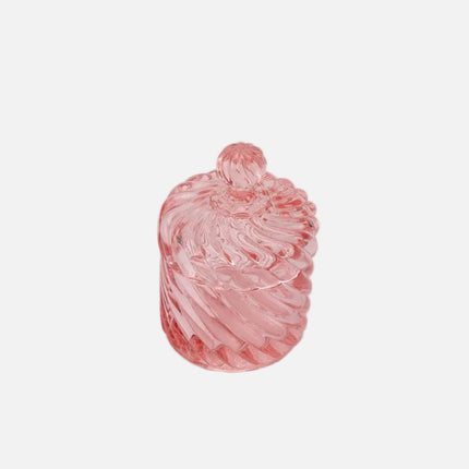Boite rose transparente avec couvercle