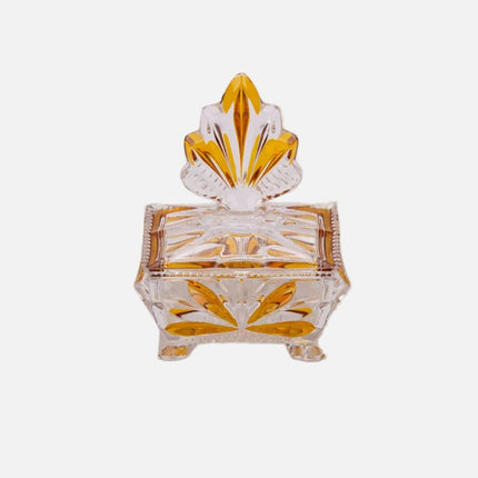 Boîte à bijoux en cristal de Bohême orange