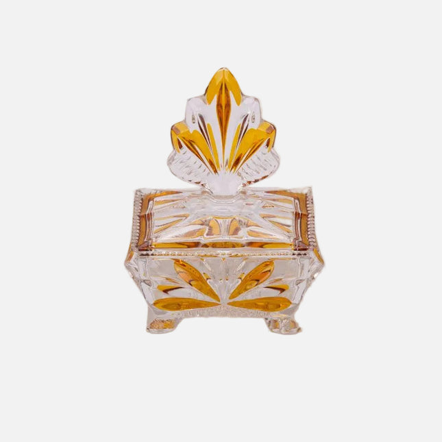 Boîte à bijoux en cristal de Bohême orange
