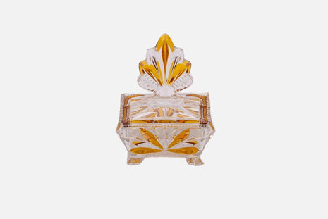 Boîte à bijoux en cristal de Bohême orange