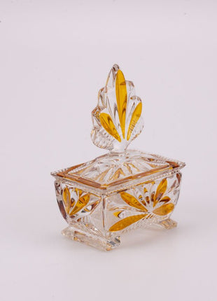 Boîte à bijoux en cristal de Bohême orange