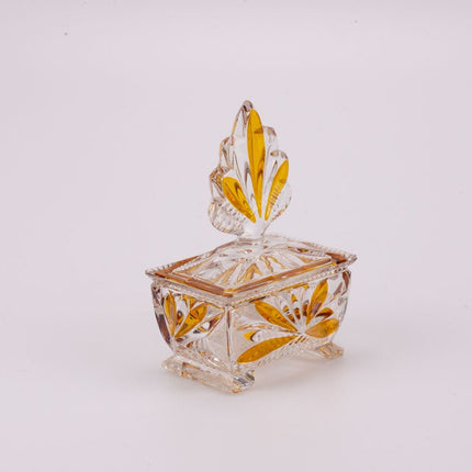 Boîte à bijoux en cristal de Bohême orange