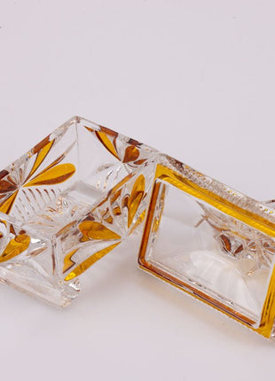 Boîte à bijoux en cristal de Bohême orange