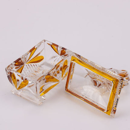 Boîte à bijoux en cristal de Bohême orange