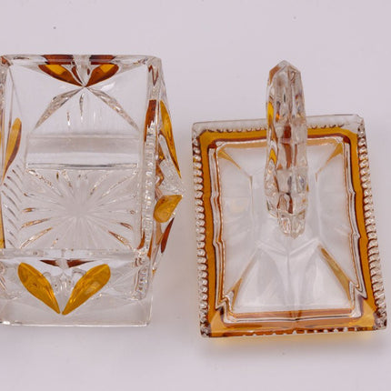 Boîte à bijoux en cristal de Bohême orange