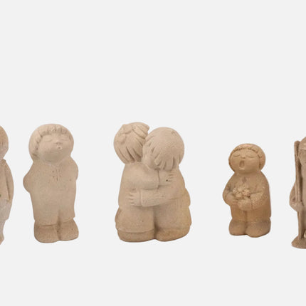Lot de 5 figurines beiges en grès Marbell StoneArt