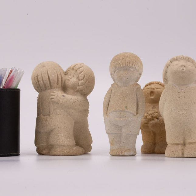 Lot de 5 figurines beiges en grès Marbell StoneArt