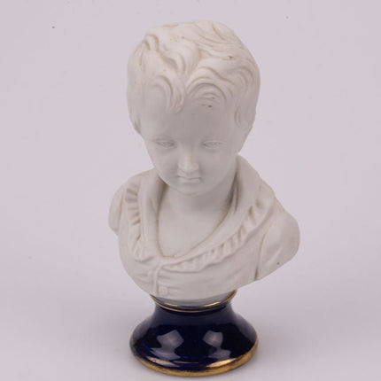 Bust of a little boy in Limoges biscuit porcelain