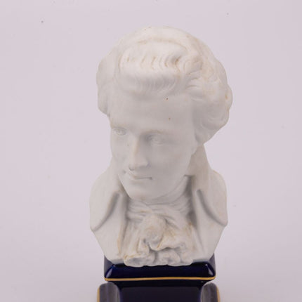 Buste Mozart en biscuit Limoges blanc