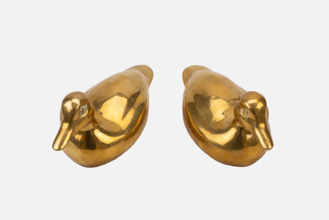 Duo de canards en laiton Sarreid dorés