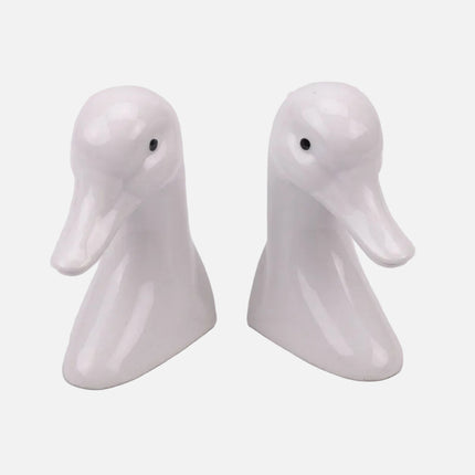 2 serre-livres canard blanc en porcelaine Hier Vullen met Zand