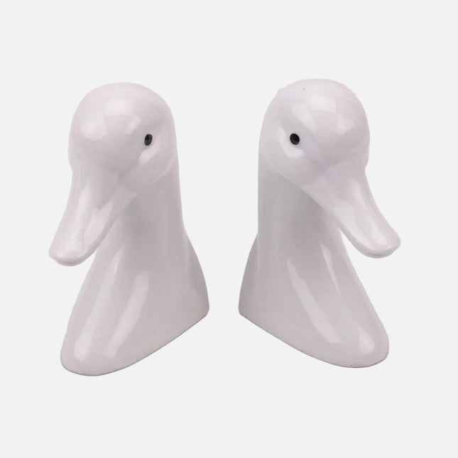 2 serre-livres canard blanc en porcelaine Hier Vullen met Zand