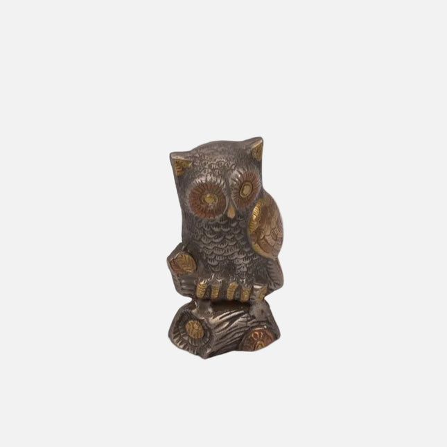 Figurine hibou bronze cuivré