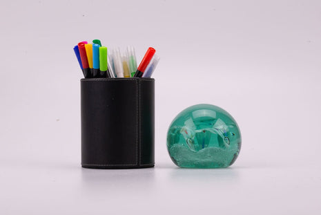 Boule sulfure en verre bouquet bleu