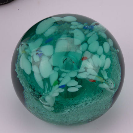 Boule sulfure en verre bouquet turquoise