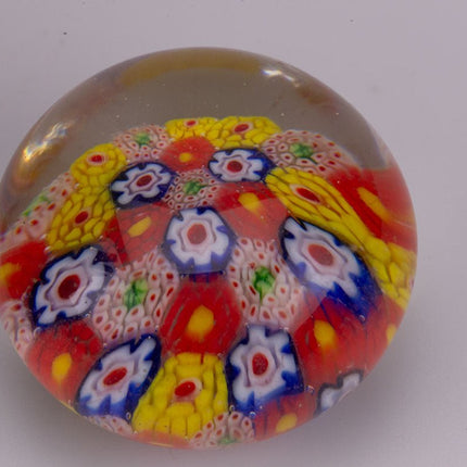 Boule sulfure en verre tapis floral multicolore