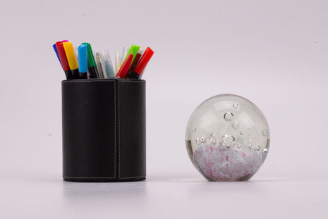 Boule sulfure en verre lit de bulles roses