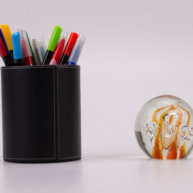 Boule sulfure en verre flammes oranges
