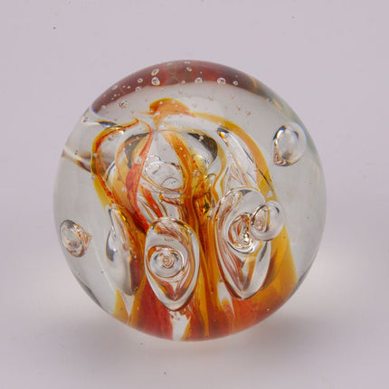Boule sulfure en verre flammes oranges