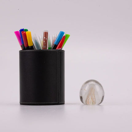 Boule sulfure en verre tourbillon blanc et multicolore