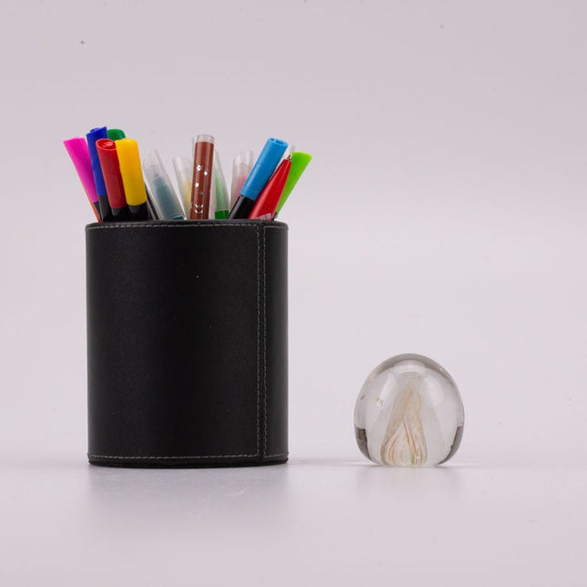 Boule sulfure en verre tourbillon blanc et multicolore