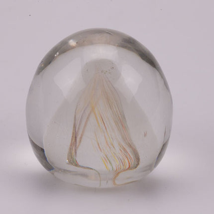 Boule sulfure en verre tourbillon blanc et multicolore