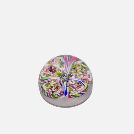 Boule sulfure en verre filets multicolores