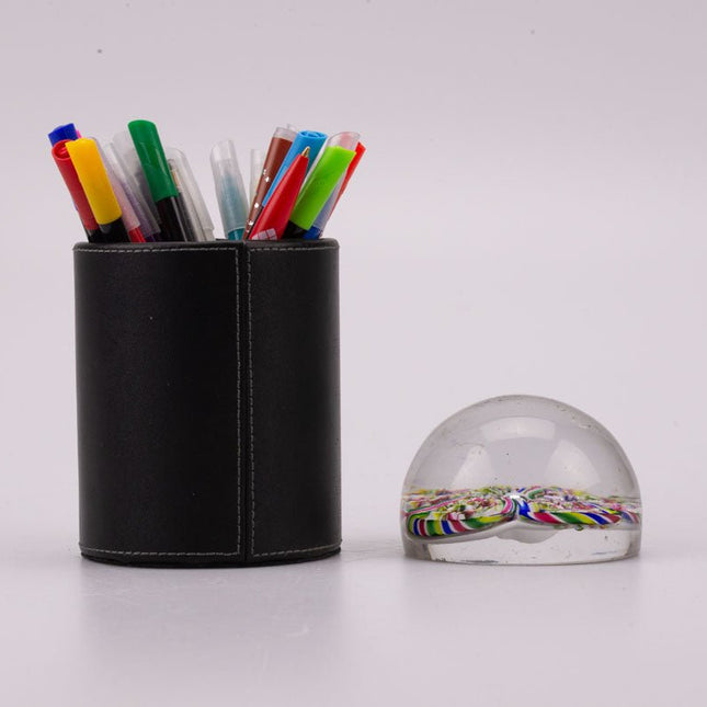 Boule sulfure en verre filets multicolores