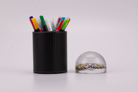 Boule sulfure en verre filets multicolores