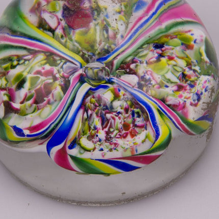 Boule sulfure en verre filets multicolores