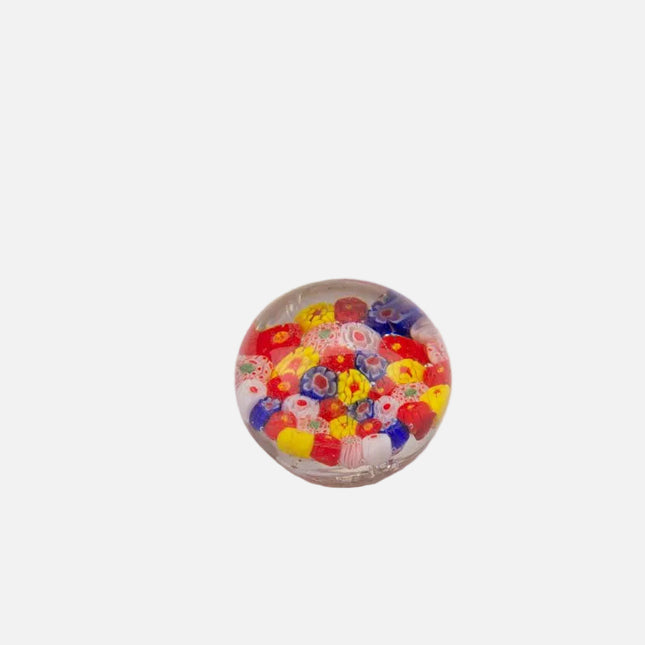 Boule sulfure en verre motif fleuris